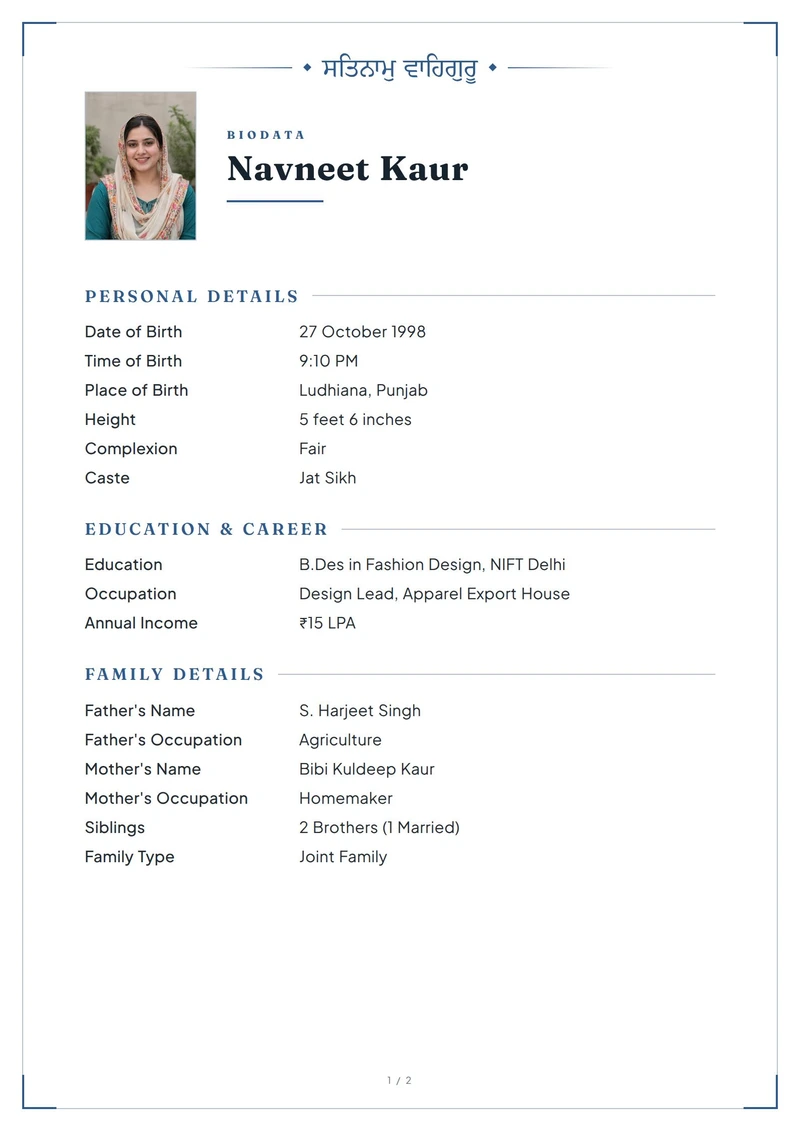 Modern Slate marriage biodata design
