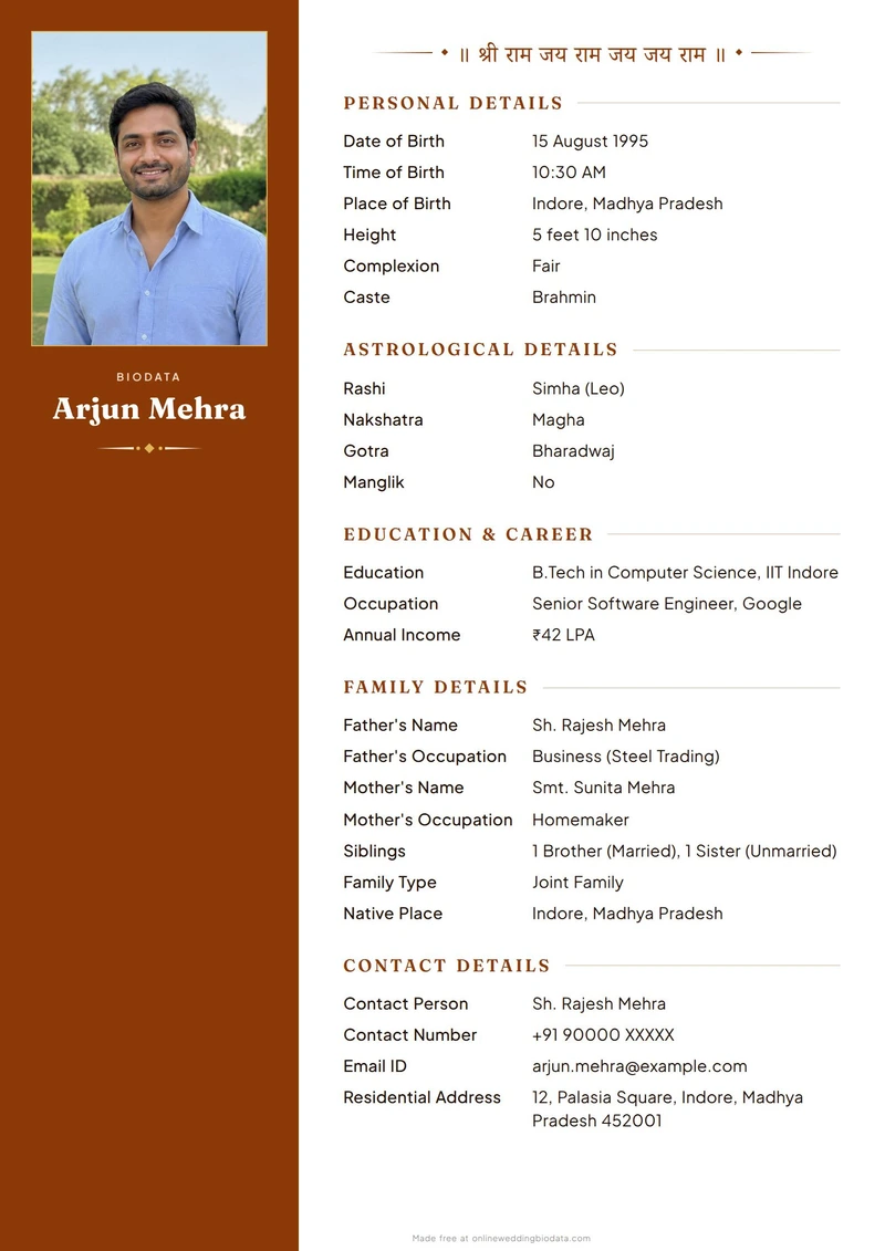 Panel Saffron marriage biodata design